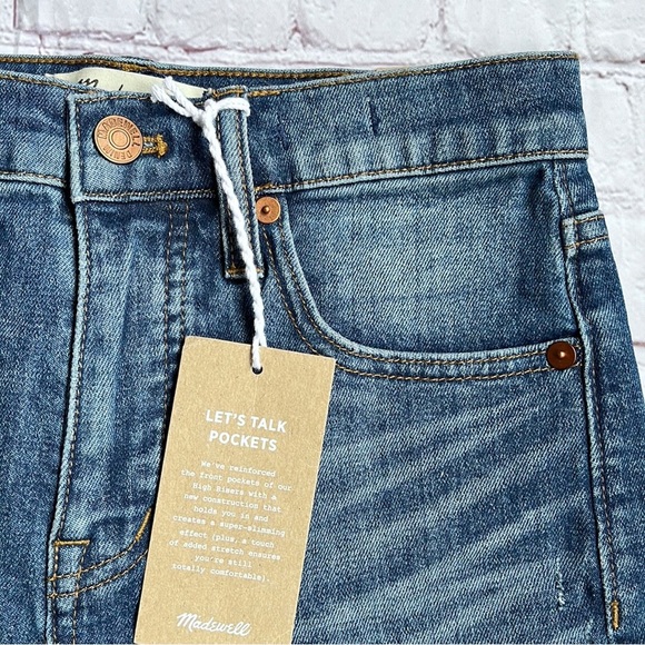 MADEWELL High Rise Cutoff Medium Wash Raw Hem Jean Shorts - Picture 8 of 11
